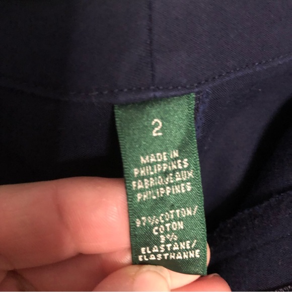 Navy blue  Lauren Ralph Lauren skirt attached belt metal buckle - Picture 8 of 8